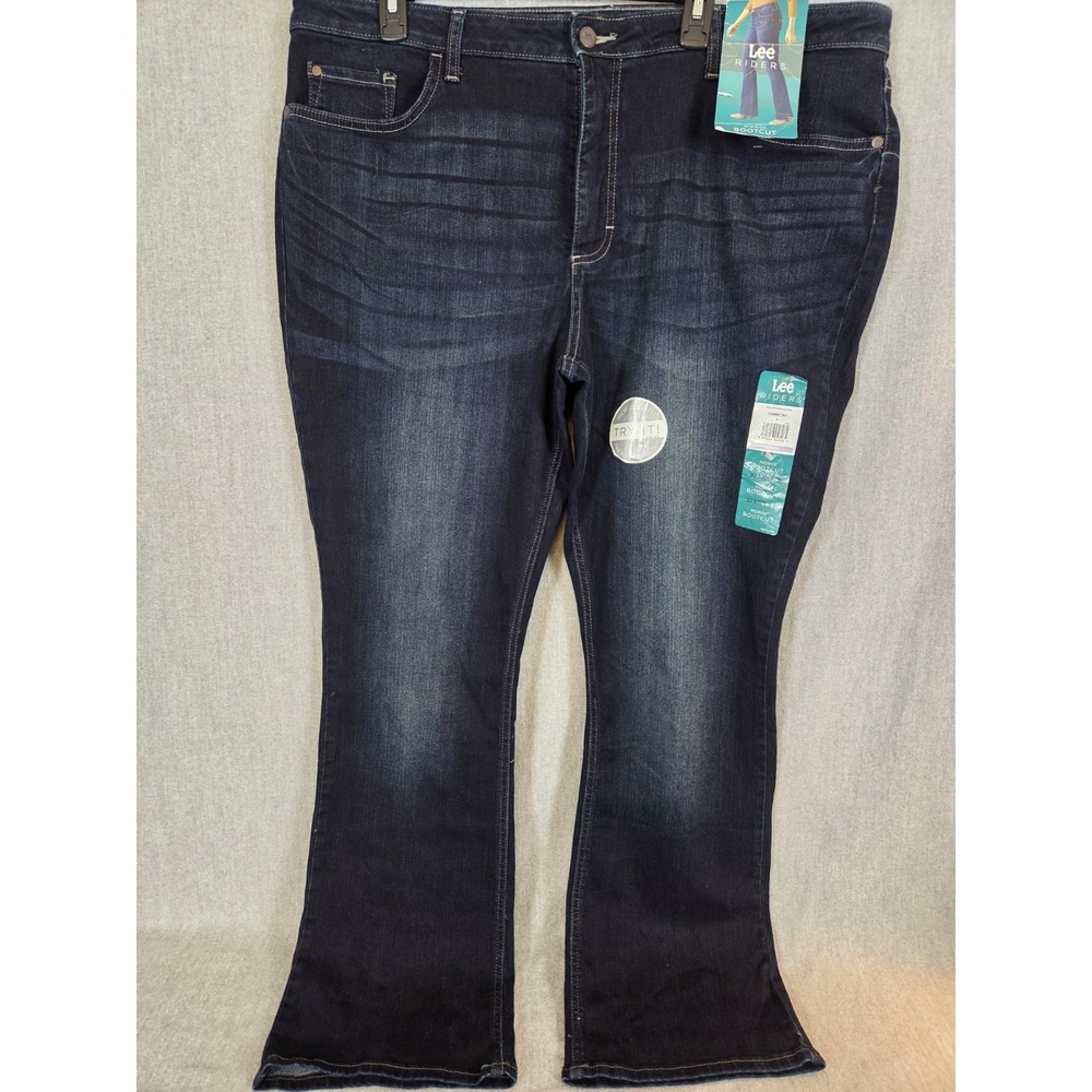 Lee Riders Mid Rise Bootcut Jeans Womens 22M Blue Stretch Deep Dyed Denim NEW